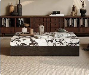 Meja Kopi Mewah Marmer Putih Calacatta Viola Italia dengan Alas Rendah/plinth/pedestal Modern untuk Perabot Ruang Tamu - Product Image 3