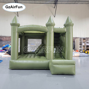 <span class=keywords><strong>Château</strong></span> gonflable commercial vert olive avec toboggan, structure gonflable pour fêtes et événements en plein air - Product Image 2