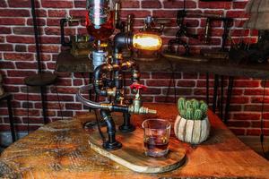 Distributeur de liqueur Robot <span class=keywords><strong>Steampunk</strong></span> en acier Malleable noir avec lampe pour Whisky et vin - Product Image 5