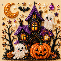 Kit de peinture diamant DIY populaire fait main pour Halloween, avec motifs auto-adhésifs Citrouille, Fantôme, Corbeau, Chat, sur cadre en panneau de densité
