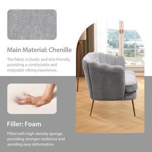 SZ Modern Chenille Loveseat Small <strong>Sofa</strong> <strong>Mini</strong> Room Couch Two-Seater <strong>Sofa</strong> with Gold Metal Legs Small Space Office Studio Apartment - Product Image 4