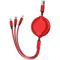 Câble USB rétractable 3 en 1, charge rapide 3A, cordon de synchronisation de données, connecteur multiple Micro USB Type C 8 broches, câble de charge universel