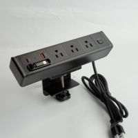 Multiprise de serrage intégrée pour meubles de bureau avec câble rétractable de type C PD20W USB-C 3 prises Prise de serrage de table