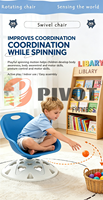 Équipement sensoriel pour jeux d'intérieur, chaise pivotante sensorielle pour enfants 360° °   Chaise d'entraînement à l'équilibre rotative pour améliorer la coordination corporelle
