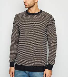 Suéteres de lana de ajuste clásico para hombre, suéteres de 7gg Machine Pull Bromley de punto térmico con cuello redondo, patrón de rayas de invierno de talla grande - Product Image 2