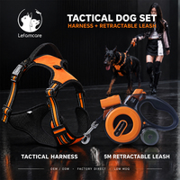 Harnais et laisse robustes pour grands chiens, gilet tactique anti-traction, laisse rétractable LED de 5 m
