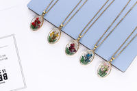 Epoxidharz-Halskette mit Echten Getrockneten Blumen, Echte Blumen-Schmuckstücke aus Edelstahl, Hochzeits- und Brautschmuck, Muttertagsgeschenk für die Ehefrau