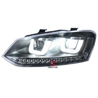 Auto-Styling für Polo 2011-2018 Scheinwerfer GTI Double U Design DRL LED-Daylights Lichthaus sequentielles Umkehrzeichen