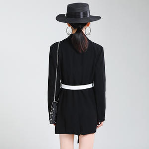 Abrigos y chaquetas para mujer, chaqueta de moda en blanco y negro, abrigo de traje de longitud media ajustado a la cintura nostálgico Retro para mujer - Product Image 5