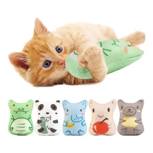 优质批发小猫玩具毛绒互动猫薄荷搞笑卡通动物造型猫咀嚼玩具