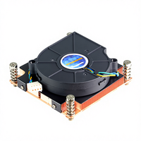 Refroidisseur de processeur en cuivre 1U à profil bas pour AMD AM4 Ryzen 5 5600X 3600 Serveurs Ventilateur PWM 4 broches avec dissipateur thermique à ailettes de refroidissement par air