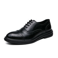 Nouvelles Chaussures Habillées Classiques pour Hommes en Cuir Véritable Souple, Modèle Brogues Oxford à Bout Pointu, Fermeture Facile à Enfiler, Grandes Tailles, Confortables et Formelles