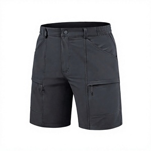 Pantalones Cortos Cargo de Color Sólido para Hombre, Cintura Media, Cierre de Botones, Secado Rápido, Estilo Bermuda con Múltiples Bolsillos, Ropa Casual - Product Image 1