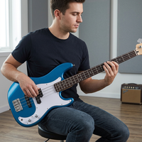 MS-4F 4 String Passive Pickup Electric Bass Guitar S S Pickup Configuration Rosewood Fretboard Wood Body Glossy Finish