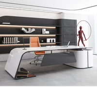 Ensemble de bureau de direction en bois au design contemporain de Guangzhou, table de patron modulaire à finition brillante, bureau de gestionnaire de bureau moderne pour usage domestique