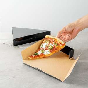 Caja para Rebanadas de Pizza, Contenedores Tipo Concha para Rebanadas de Pizza, Resistentes a la Grasa, con Cierre de Lengüeta, Papel Negro, Cajas Individuales para Pizza para Restaurantes y Kioscos - Product Image 4