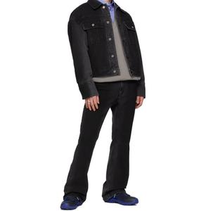 Baggy <b>Wide</b> <b>Leg</b> 100% Cotton Black Denim <b>Jeans</b> <b>Men</b> Flared <b>Jean</b> Pant - Product Image 5