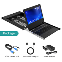 MT-ViKI 17.3" LED untuk 16 Port + 16 Paket Kabel 1U Rak KVM Console Drawer untuk Komputer