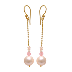 genuine pearl rose chalcedony gemstone dangle <b>earrings</b> sterling <b>silver</b> handmade <b>earring</b> fine ear wire jewelry <b>Earring</b> For <b>Women</b>. - Product Image 1