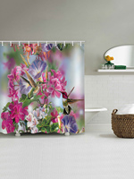 Rideau de douche de luxe 3D imprimé sur mesure en polyester écologique, motif floral Home Sense, 180x180cm, MOQ 100