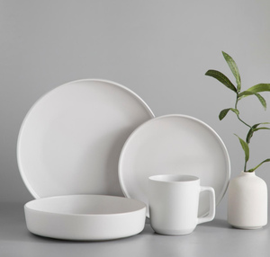 Juego de Vajilla de Cerámica Blanca al por Mayor, Vajilla de Gres para 4 Personas, Apta para Restaurantes y Hoteles, Apta para Microondas y Lavavajillas - Product Image 1