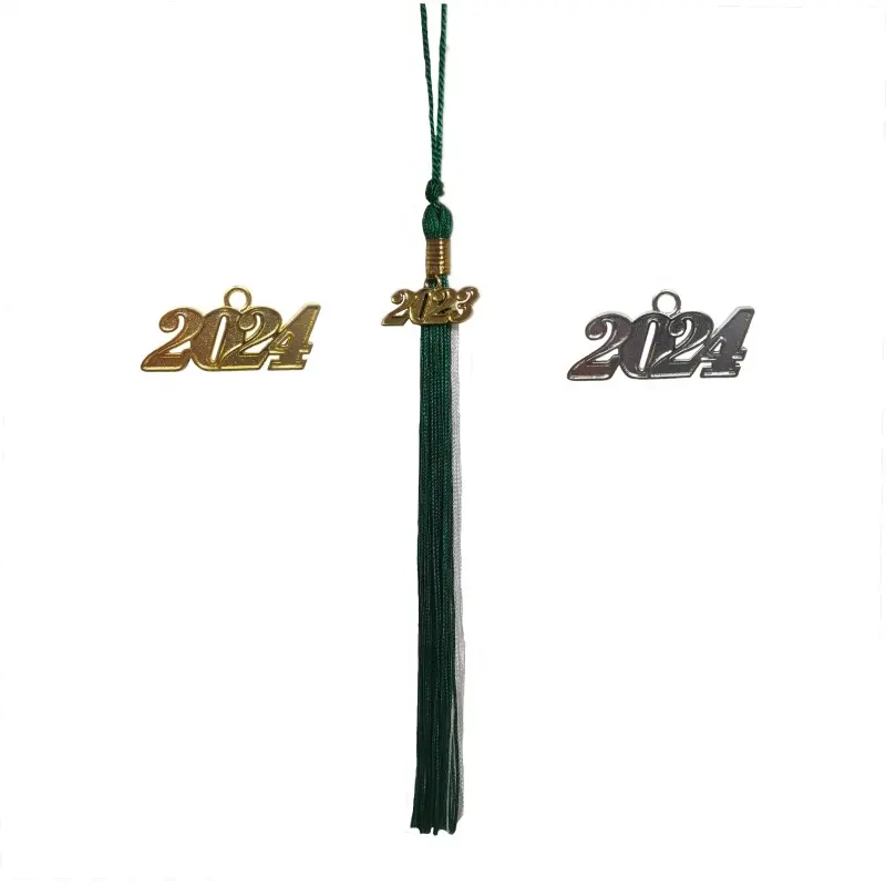 Vert forêt/blanc deux zones de couleur collège Graduation cap Tassel 2024 graduation glands