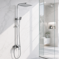 Robinet thermostatique mural en laiton contemporain MK316 avec poignée, finition chrome poli, pour douche et bain, mitigeur de contrôle de température