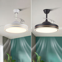 Lámpara de Techo Retráctil de Estilo Europeo, Ventilador de Techo LED Moderno con Control Remoto y Luz Decorativa