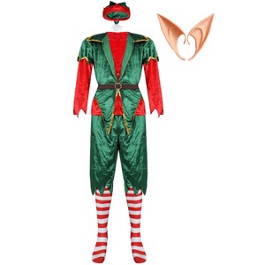 Costume d'elfe en velours pour adultes, hommes et femmes, ensemble complet pour fête de Noël HP FCDR-003 - Product Image 6