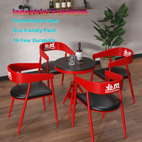 Ensemble de table et chaises de bar de luxe en fer forgé, personnalisé, moderne, industriel, durable, écologique, pour l'extérieur et la maison