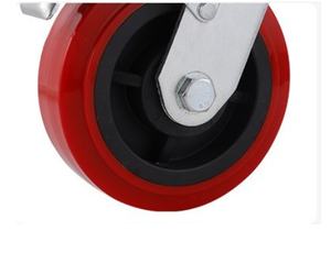 Hochbelastbare Eisenkern-Polyurethan-Räder Rot 6 Zoll Durchmesser Ultra-Schwerlast Starre Drehbare Rollen 1 Jahr Garantie - Product Image 4