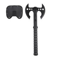 Nouvelle version de hache à double lame de style viking, manche en fibre de verre noir, hache à deux têtes en acier à haute teneur en carbone avec fourreau en nylon