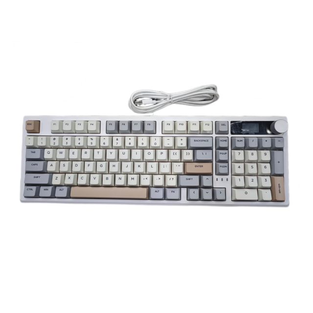 New Custom Double Shot Chargeable Azerty RGB Backlit Gaming Keyboard 101 Keys USB Wireless Mechanical Keyboard Screen