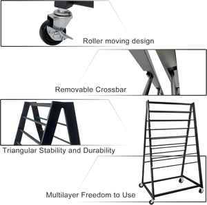 Sàn kim loại vải cuộn hiển thị giá đứng hình nền hiển thị giá kim loại hình nền hiển thị đứng với bánh xe - Product Image 3
