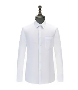 办公制服商务风格60% 纯棉男士正式套装平白衬衫带口袋普通领保暖针织