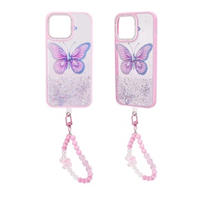 OEM TPU + PC đa-màu long lanh bướm sơn Epoxy + dầu bóng trường hợp điện thoại với chuỗi Bìa trường hợp fundas bảo vệ trường hợp - Product Image 4