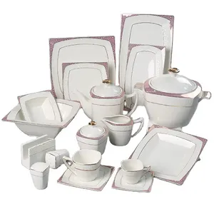 Vaisselle de table créative et personnalisée à la mode, ensemble d'assiettes en céramique de chine, service de table en os