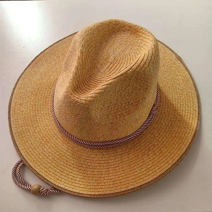 Topi jerami pantai renda teduh kustom baru untuk wanita dan tepi lebar pria