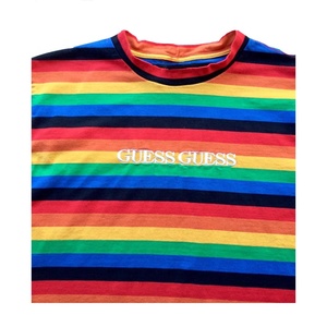Wholesaled Streetwear <strong>t</strong> <strong>Shirt</strong> High Quality Tshirts Embroidery Custom Label <strong>rainbow</strong> Striped <strong>T</strong> <strong>Shirt</strong> - Product Image 3