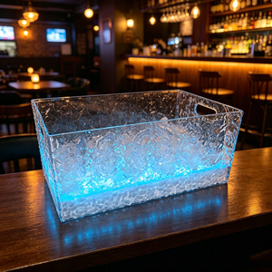 Seau à champagne <span class=keywords><strong>en</strong></span> plastique personnalisé avec logo, seau à glace carré <span class=keywords><strong>en</strong></span> acrylique, refroidisseur LED à 7 couleurs pour KTV Club - Product Image 6