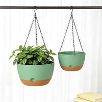 Pot Gantung Plastik Self-Watering dengan Lubang Drainase, Set Ringan dan Tahan Lama