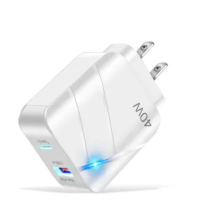 Novo US EU plug Fonte de Alimentação 40W 5A PD Tipo C Fast Charge Carregador de Parede Do Telefone Móvel Adaptador QC 3.0