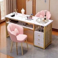 Table de manucure double moderne en métal de luxe léger 2026, prix spécial, en panneau de densité