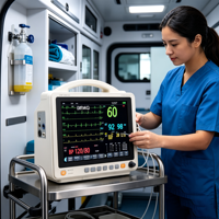 Monitor de Pacientes Portátil PM12B para UCI/Quirófano/Clínica, Pantalla TFT de 12.1 Pulgadas, Salida VGA, EtCO2 y IBP Dual Opcionales