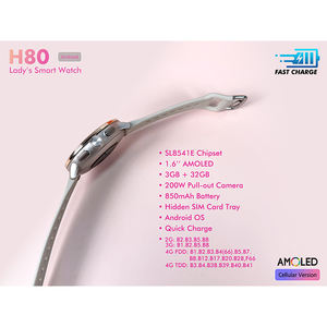 Montre connectée EDS H80 avec lunette entièrement sertie de diamants, carte SIM, écran AMOLED 1,6 pouces, mémoire 3 Go + 32 Go, appareil photo, batterie 850 mAh, système d'exploitation Android - Product Image 6