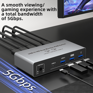 Conmutador <span class=keywords><strong>KVM</strong></span> SYONG <span class=keywords><strong>USB</strong></span>-<span class=keywords><strong>C</strong></span>+HDMI para 2 Monitores y 2 Computadoras, 4K60Hz, 5Gbps, Comparte 2 Monitores y 4 Dispositivos <span class=keywords><strong>USB</strong></span> 3.0, Carga PD de 100W - Product Image 5
