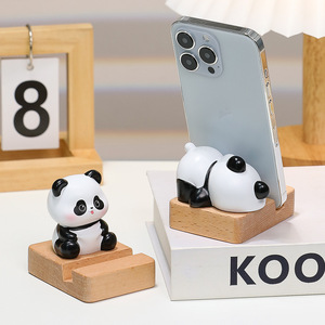 Cute Cartoon Panda Phone <b>Stand</b> Resin Desk Ornament Anti Slip Compact Design Office <b>Desktop</b> Decoration Single Piece Package - Product Image 2