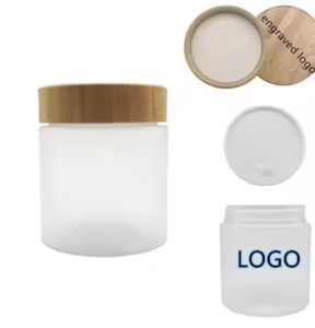 Pot de gommage au sel écologique avec couvercle en bambou, récipient en plastique PET givré/transparent, 50 ml/150 ml/250 ml, emballage cosmétique rond - Product Image 6