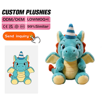 Peluche de dragon brodée personnalisée de haute qualité, super douce, mignonne, cadeau pour entreprise et amis