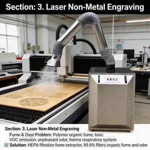 Système <span class=keywords><strong>d</strong></span>'élimination des fumées de soudage avec filtre HEPA, <span class=keywords><strong>extracteur</strong></span> de fumées portable pour <span class=keywords><strong>d</strong></span>écoupe laser CNC et polissage Lasmokerextractor - Product Image 4